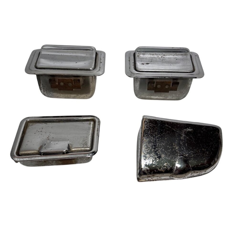 Vintage Chrome Vehicle Ashtray Lot Car Truck Set of 4 Unknown Vehicle Type